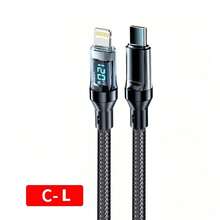 120W LED Digital Display Data Cable, USB To Lightning Cable, Type-C To Lightning Fast Charging Cable, Compatible With IPhone 14 Pro Max/14 Pro/14 Plus/14/13 Pro Max/13 Pro/13 Plus/13/12, Earphones, Tablets - Black - View 11