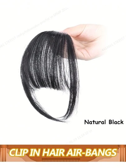 Air Bangs Clip-In Hair Extension Wispy Bangs Temples Hairpieces For Women Clip On Air Bangs Flat Neat Bangs Hair Extension For Daily Wear