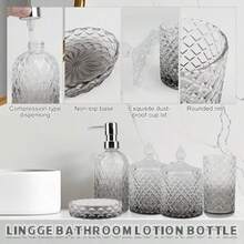 uego de 5 piezas para baño dispensador de n vaso para cepillo de dientes nera caa de polvos denta caa de cillos de algo super tranrente radado infer negro - Superior transparente, degradado, negro inferior - Ver 5