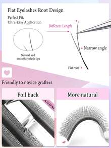 Extensiones de pestañas en abanico de 1600 Fan Fox 1D con forma de Y, rizo C/D, ultra suaves con forma de W de 8-13 mm, ideales para principiantes, estilo de ojo de gato manga, de alta calidad, premontadas, con efecto de alargamiento de la cola del ojo para salón - Negro - Ver 7