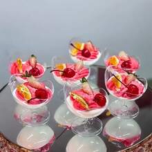 60/90ml Ball-Shaped Dessert Cups, Ice Cream Cups, Mousse Cups, Asymmetric Edge Dessert Bowls, Party-Ready Containers For Ice Cream And Sweets, Boxed Set - Transparent - View 5