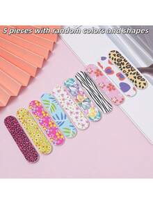 2件套双面印花指甲锉，EVA砂纸指甲磨刀器（随机图案），女士美甲护理工具 - 彩色 - 查看 13