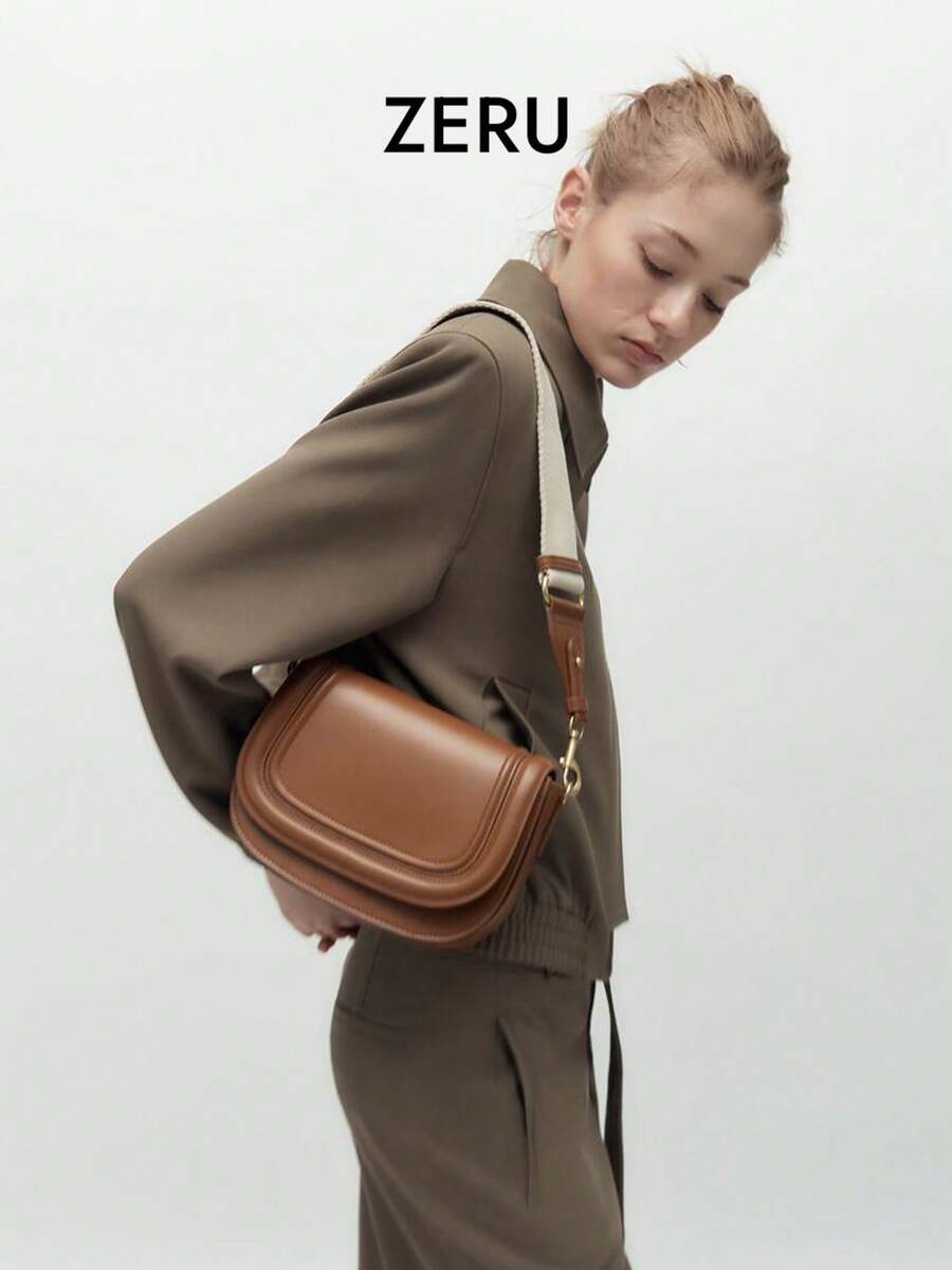 女士马鞍包单肩包，2026年海外流行款，宽肩带，斜挎包