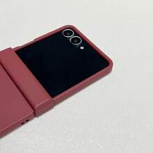 Simple Wine Red Phone Case With Heart Pendant Leather Strap Compatible With Samsung Galaxy ZFlip7 Z Flip6 ZFlip 5 Zflip6 Zflip5 Shockproof Back Cover - Burgundy - View 10