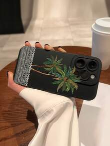 1个时尚中东棕榈树图案软触感防水手机壳，带摄像头保护，是送给自己、家人、同事、爱人的完美圣诞节、新年礼物，兼容苹果17、16、15、14、13、12、11 PRO/PRO MAX/PLUS和三星Galaxy系列手机。 - 黑色 - 查看 3