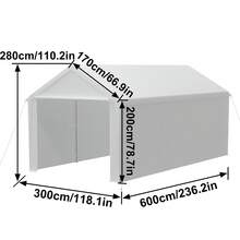 Garage Shelter/Storage Tent/UV-Protected Shelter With Roll-Up Window, Grey/White - Blanc - View 11