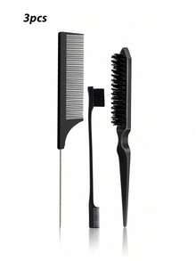 1件/3件/4件/5件装竹木柄美发刷套装，包含染发刷、胡须刷、挑染刷、梳子，男女通用染发工具套装 - 彩色 - 查看 14