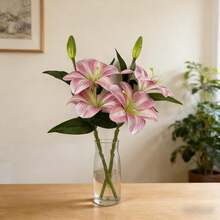 半朵仿真百合花，逼真装饰，适用于卧室、客厅、梳妆台、人造植物、百合花、家居装饰、桌面装饰、插花、人造花、人造装饰、塑料花、庭院装饰、婚礼装饰、花束、仿真花 - 彩色 - 查看 19