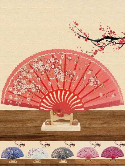 1Pc D EXCEED Women's Floral-Embellished Folding Fan Elegant Gorgeous Hand Fan – For Party Wedding Dancing And Home Decoration Gift