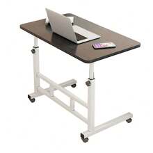 Mobile Computer Desk For Small Space, Adjustable Height Rolling Work Desk, Portable Standing Writing Desk With Wheels For Home Office Study Bedroom - 黑色 - 查看 5