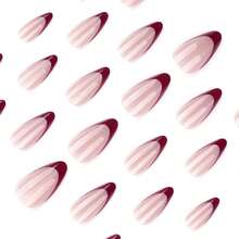 2026hot-Magnetic Eye Press On Nails - Red French Tip False Nails, Almond Shape Glitter Manicure Set, Classic & Glam Nails - JP3985 - 查看 3