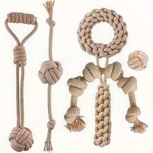 Linen Dog Toys Set, Suitable For Medium & Small Dogs, Includes Rope Toys, Chew Toys With Knots & Balls, Tug Of War, Training, Gum Massage - Multicolor - View 24