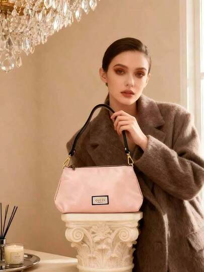 Gucci Light Pink Large Capacity Makeup Bag - Waterproof Cosmetic Storage Pouch, Women's Portable Travel Toiletry Bag, Multi-Pocket Design, Suitable For Daily Use, Gym, Beach And Also A Great Gift