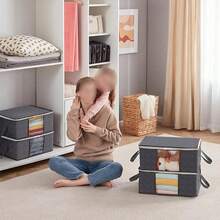 3pcs/6pcs Collapsible Storage Bag Set, Home Organizer For Clothes, Beddings, Pillows And Closet Organizing, Household Storage Containers - Medium Gray - View 9