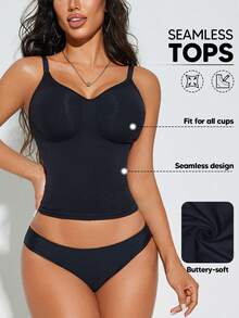 Women's Seamless Compression Shaping Camisole, Slimming And Sculpting Black - Black - View 1