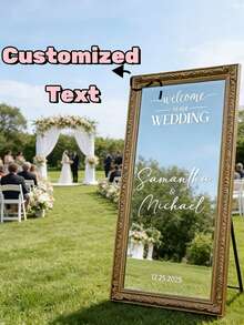 Custom Wedding Mirror Decal Sticker, Elegant Vinyl Welcome Sign Sticker, Romantic Theme, 2D Flat, Multi-Purpose Decor Suitable For Wedding Ceremony Or Reception, English, Durable Vinyl Material, Custom Wedding Signage - Multicolor 03 - View 6