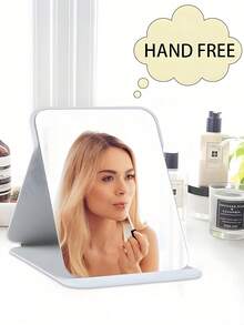 1Pc Large Folding Makeup Mirror For Desktop Or Travel Portable Vanity Mirror For Precise Application In Black And White - trắng - Xem 2
