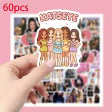 60 Pieces/Set Katseye Korean Pop Girl Group Stickers – And Vibrant Photo And Illustration Style Stickers Showcasing The Members Of This Rising Pop Group. Suitable For Use On Laptops, Smartphones, Water Bottles, Tablets, Suitcases, Scrapbooks - Multicolor - View 7