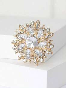 1pc Fashionable Crystal Flower Brooch, Suitable For Women's Daily Wear, Gift For Valentine's Day, Mother's Day 96LZ MBMG - 水鑽花 - 查看 1