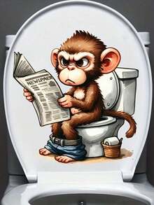 1 Pc Home Decorations Funny Newspaper Dog Toilet Sticker - Self-Adhesive Bathroom Wall Sticker, Ceramic, Valentine Day Decoration, Stickers, Wall Decal, Vinyl Decal Home Decorations, Spring Decoration Items Refresh Your Home Bathroom Decor Fall Decor - Multicolor - View 10