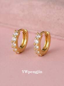 1 Pair Elegant Zirconia Inlaid Earrings, Suitable For Children, Girls, Family, Friends, Classmates, Parties, Banquets, Festivals, Dates, Summer Beach Vacations, And Daily Wear As Jewelry Gifts