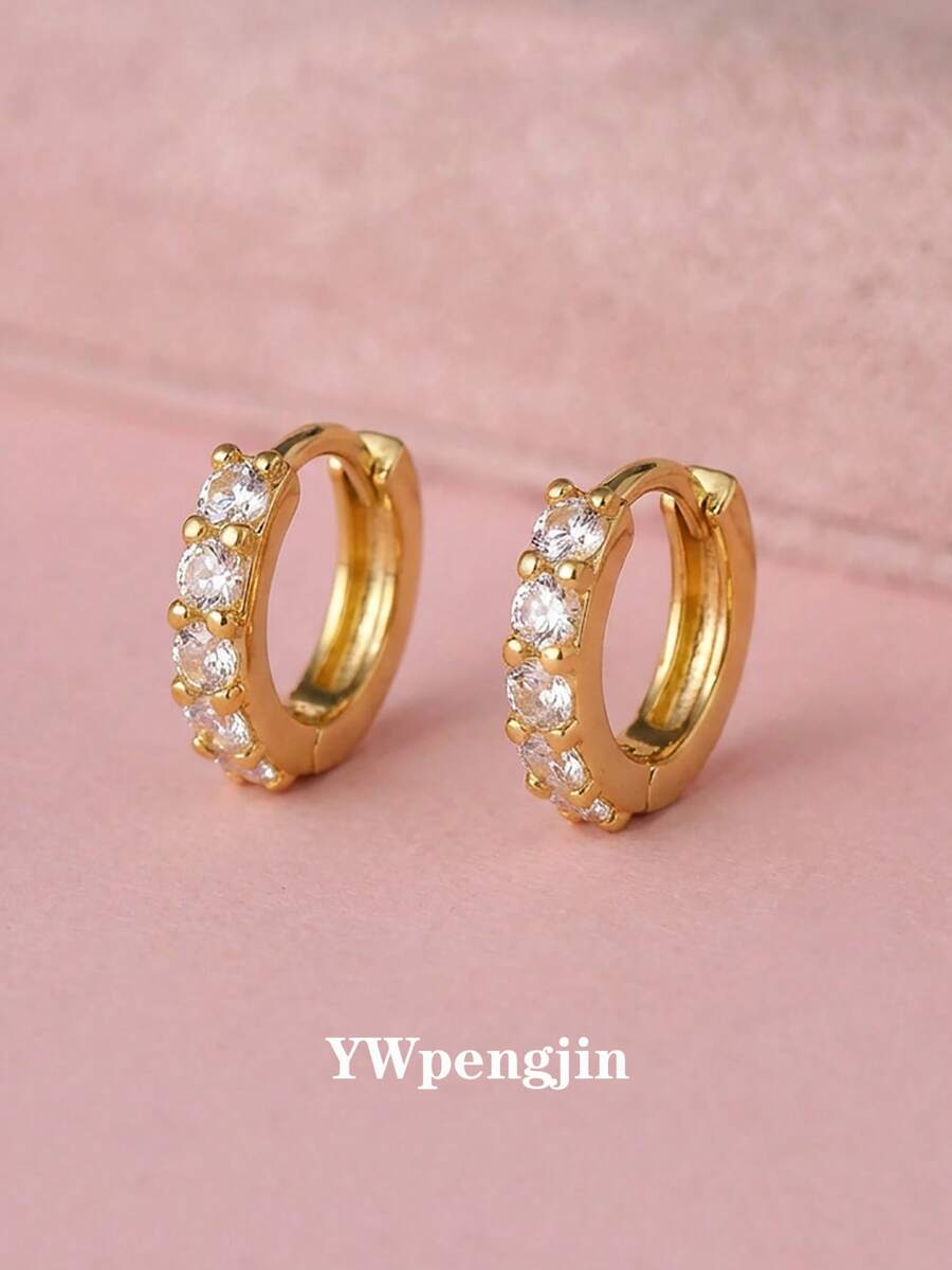 1 Pair Elegant Zirconia Inlaid Earrings, Suitable For Children, Girls, Family, Friends, Classmates, Parties, Banquets, Festivals, Dates, Summer Beach Vacations, And Daily Wear As Jewelry Gifts