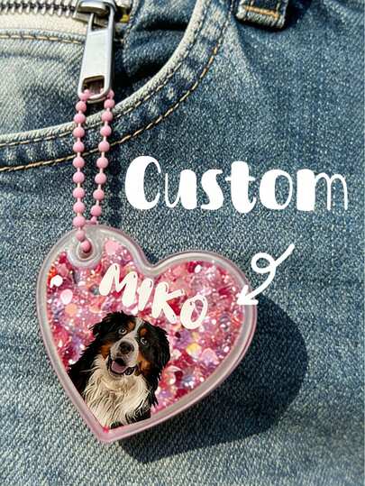 Porte-clés acrylique personnalisable avec lettres pailletées, porte-clés personnalisé, pendentif de sac acrylique, étiquette de nom acrylique personnalisée, porte-clés, décoration suspendue pour sac à dos