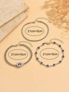 Set de 3 piezas Tobillera de moda multicapa dorada, joyería de cuentas de cristal brillante y colorido para mujeres, adecuada para uso diario y vacaciones - Camel - Ver 4