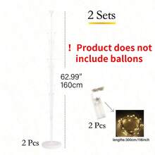 1/2套气球柱套装，含支架底座和串灯 - 适用于万圣节、感恩节、圣诞节、新年、婚礼、生日、单身派对等场合的气球塔背景装饰 - 無色 - 查看 16