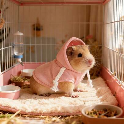 PETSIN 1 chiếc áo hoodie nhẹ, thoáng khí, mềm mại cho chuột hamster/chuột lang, màu trơn, phù hợp cho thú cưng nhỏ 17cm/6.7in, chống gió, giữ ấm, chống rụng lông, áo nỉ có mũ cho động vật nhỏ, thích hợp cho thú cưng nhỏ mọi mùa.
