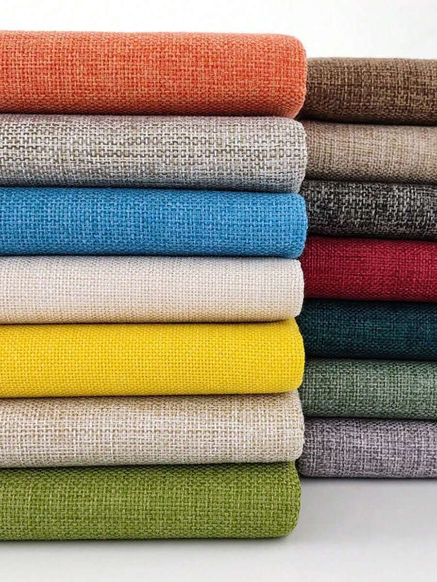 1pc Natural Linen-Like Solid Color Fabric, Linen Texture Polyester Fabric, Home Decor Tablecloth Cushion Sofa Cover DIY Fabric, Slightly Stiff Linen-Look Fabric - A - View 1