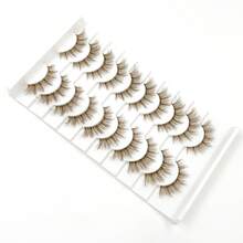 10 Pairs Brown 5D Faux Mink Lashes Transparent Band Fluffy Crisscross Natural Thick Daily Makeup Lashes - Brown - View 4