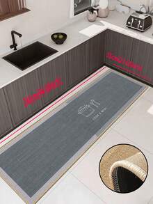 3.5mm Thick Rubber Linen Kitchen Mat, Funny Cooking Style Absorbent Kitchen Rug, Edged Carpet To Prevent Peeling, Water-Absorbing And Easy To Clean Mat, Linen Surface With Sponge Middle And Rubber Bottom, Suitable For Kitchen, Bathroom, Laundry Room, Hallway, Living Room And Other Occasions - Multicolor - View 12