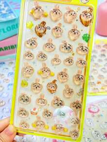 1张 Chiikaing 动漫卡通 3D 贴纸，可爱猫咪贴纸，可重复使用防水贴纸，DIY 手工贴纸，适用于笔记本电脑、水瓶、笔记本、汽车、行李箱、礼品包装、派对装饰、乙烯基贴纸、学校用品、学习用品（款式随机） - 彩色 - 查看 7