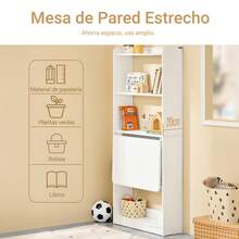 SoBuy Mesa Escritorio Mesa Gaming Plegable para Ordenador Escritorio Pequeño con Estantes de Almacenamiento Standing Desk con Almacenaje Blanco 64x58x145cm FWT92-H-W - Blanco - Ver 5