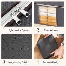 3pcs/6pcs Collapsible Storage Bag Set, Home Organizer For Clothes, Beddings, Pillows And Closet Organizing, Household Storage Containers - Medium Gray - View 6