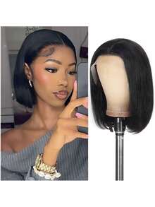 200% 密度 13x4 透明蕾丝前假发 优雅短款波波头蕾丝前假发 女士优雅短款波波头假发 - 自然黑，完美适合日常佩戴、派对、生日和情人节礼物 时尚 16 英寸黑色短款波波头假发 时尚直发短款波波头假发 真人发 初学者假发 女士易于佩戴 预先拔毛 日常和特殊场合发型 8-16 英寸 自然黑 适合日常佩戴和角色扮演 - SNatural - 查看 6