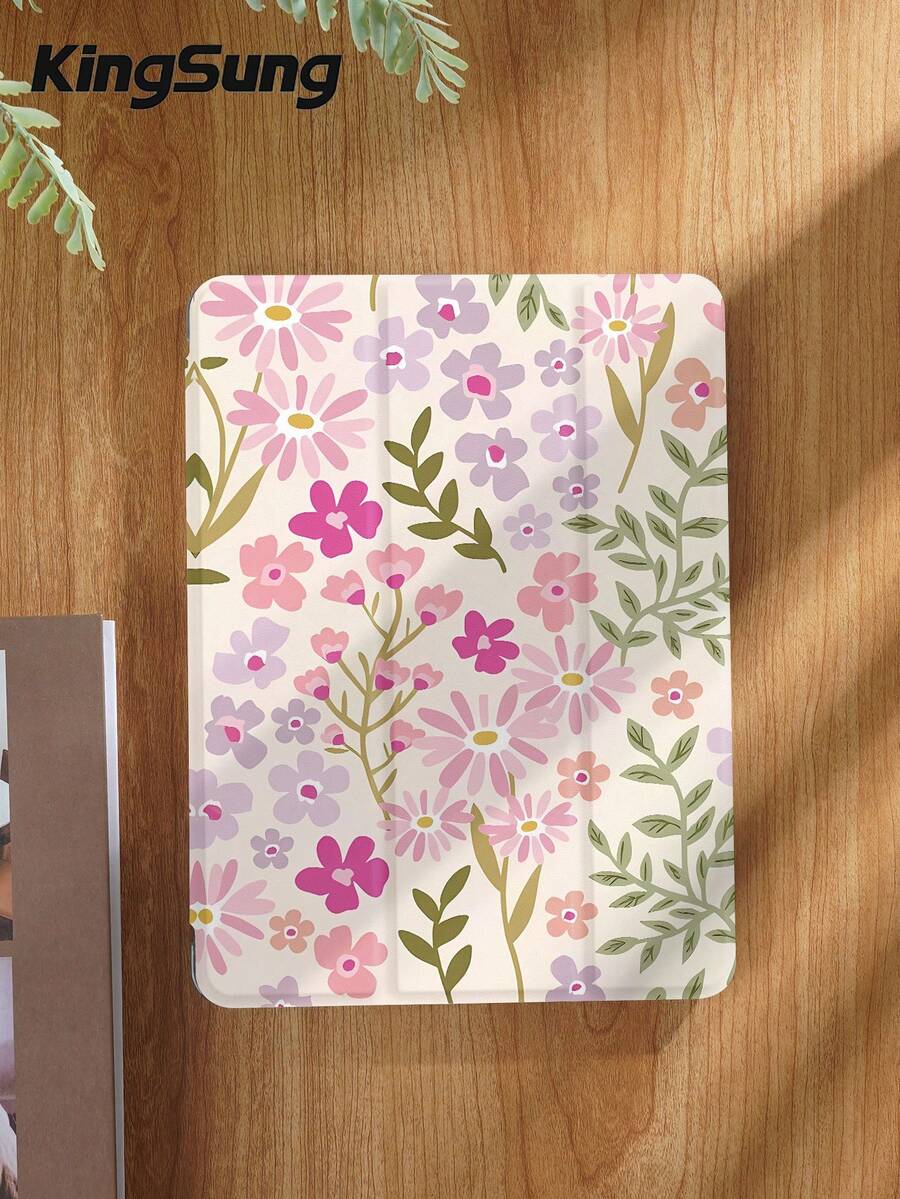 Kingsung 花卉图案平板电脑保护套，兼容 iPad Air 8 (M4) 2026 (11 英寸)、Air 8 (M4) 2026 (13 英寸)、9.7/10.2/10.5/10.9/12.9/Pro 11 (第十代)、Galaxy Tab S6 Lite 10.4 英寸、Kindle Paperwhite (第十二代，2024 年)、Kindle (第十一代，2022 年)，柔软防震，带智能支架/自动唤醒/睡眠功能