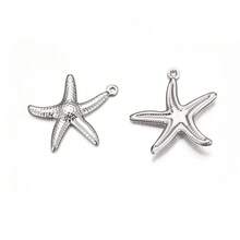 10pcs Gold Stainless Steel Shell & Starfish Pendant, Suitable For DIY Beach Vacation Necklace, Bracelet, Anklet Jewelry Making - Pendants - View 7