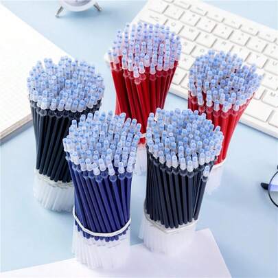 100 Refills Of Gel Pen Ink, 0.5mm Fine Nib, Black Ink, Blue Ink, Red Ink, 0.5mm Ink Refill Packs, Business Pens, Gel Pens, And Gel Pen Refills, Bulk Purchase Of School Office Stationery.