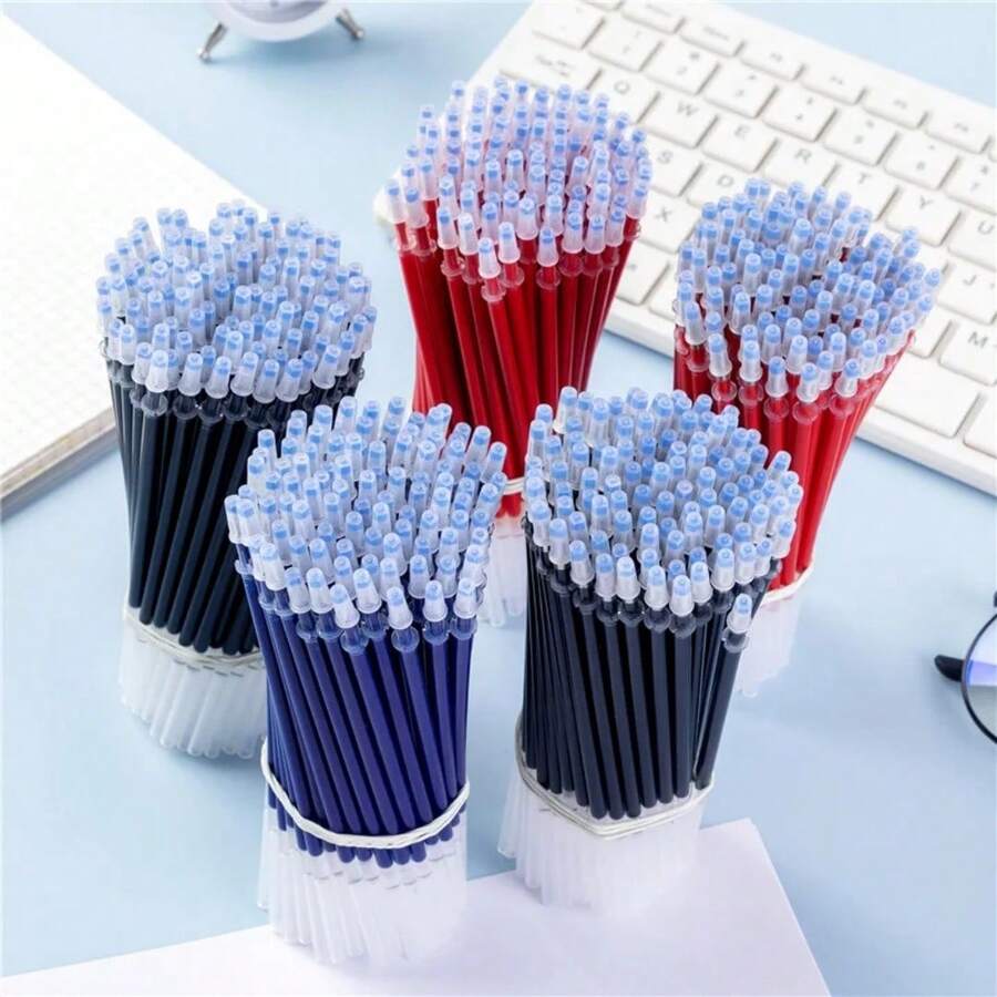 100pcs 0.5mm Fine Tip Refill Ink Cartridges, Black/Blue/Red Ballpoint Pen Refills, Large Capacity For Business, Office & Study - Pen Refill - View 1