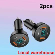 2A+2C Car Charger With LED Voltage Display (Car Accesories / Carro Accesorios / Accesorios Para Carro) – 2-Pack (Black) | Cargador De Apple Mobile Devices & IPad | Local Warehouse - one-size - View 2