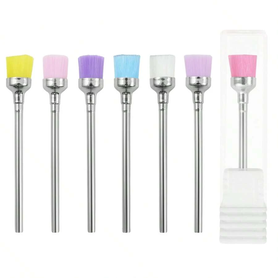 7PCS Nail Drill Cleaning Brush Set, Nail Dust Removal Cleaning Tool, Electric Nail File Milling Cutter Manicure Tool - Multicolor - View 1