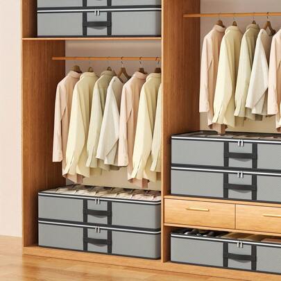 Caja de almacenamiento debajo de la cama con ventana transparente, caja de almacenamiento de tela plegable de gran capacidad con asa reforzada y cremallera, bolsa de almacenamiento ahorradora de espacio para ropa de cama, ropa, zapatos, juguetes, dormitorio, armario, dormitorio, mudanza - a prueba de polvo, durable