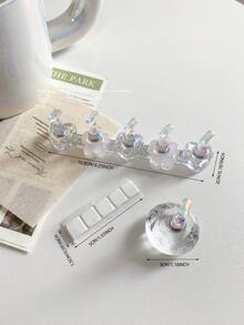 3D Resin Acrylic Tie Dye Jelly Color Glitter Sequin Star Heart Arranged Base With 5pcs Aurora Colorful Nail Art Display Stand, Japanese Nail Art DIY Tools & Photography Props - Multicolor - View 73