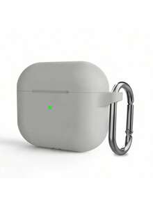 1pc Solid Color Silicone Earphone Case Suitable For AirPods Protective Cover - Light Gray - View 1