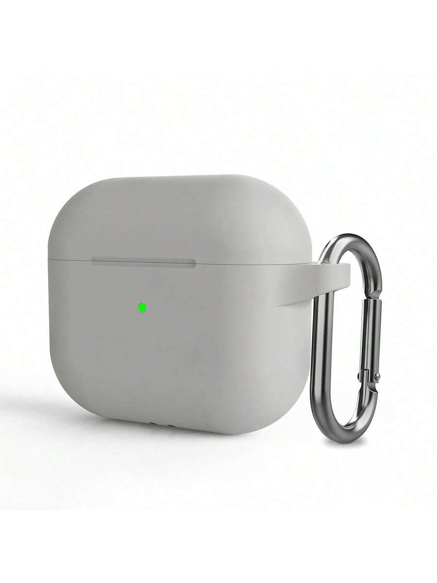 1pc Solid Color Silicone Earphone Case Suitable For AirPods Protective Cover - Light Gray - View 1