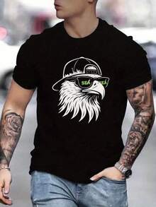 Men's SeattleSeahawks Fan Graphic Tee ,Seahawks Football T-Shirt, Cool Popular,  Fashion, Gift For Football Fan, Men'S And Women's Graphic T-Shirt,Casual Sport Attire - Machine Washable, Seahawks Gift For Men - 黑色18 - 查看 1