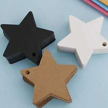 50 Peças Etiquetas de Presente em Formato de Estrela, Etiquetas de Papel Kraft em Branco para Decoração de Festa, Decoração Doméstica, Embrulho de Presente - Multicolorido - Visão 1