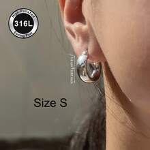 高品质18K镀金防褪色不锈钢耳环，316L耳针，低过敏性，优雅迷人垂坠时尚简约经典风格耳环，适合日常佩戴、节日、度假或派对。 - 銀色 - 查看 11